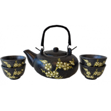 Golden Plum Tea Set - (4) Cups & (1) Tea Pot